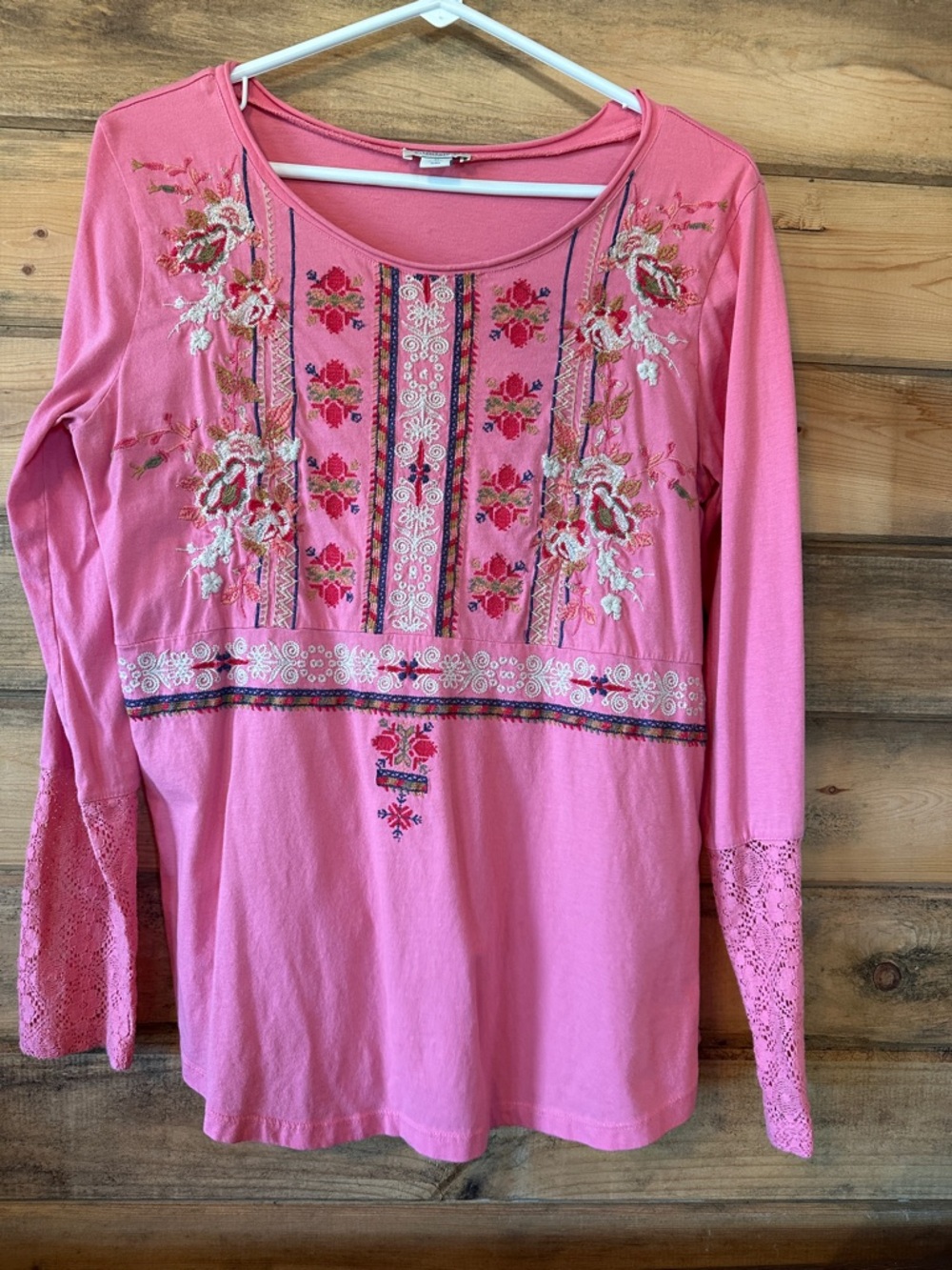 Sundance Pink Embroidered Long-Sleeve Tee